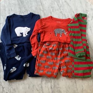 Three sets of long sleeve/pants pajamas